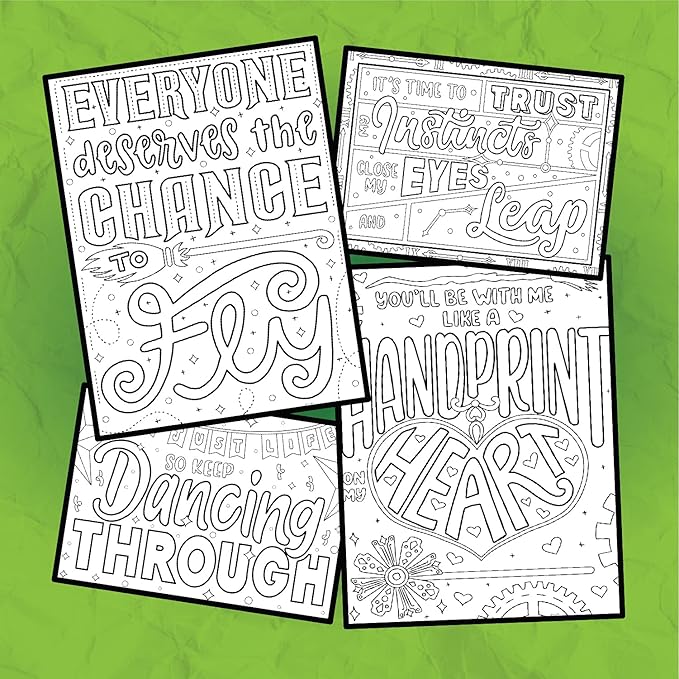 WICKED | “Like a Handprint on My Heart” Collection | 4 Individual COLORING POSTCARDS by Coloring Broadway | Hand-drawn illustrations - Printed on matte card stock (5 x 7) - Set of 4, black