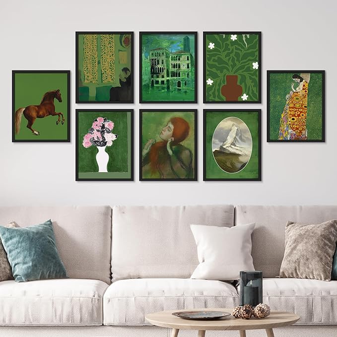 SIGNWIN Framed Poster Bathroom Decor 11"x14"x 8 Black, Wall Art Room Decor Multicolor for Living Room, Bedroom, Office Gustav Klimt Kiss Flowers Horse Landscapes Vintage Illustrations Bohemian