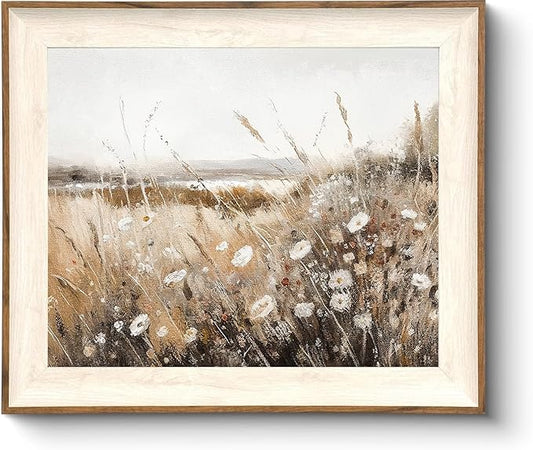 ASTRDECOR Framed Vintage Wall Art Home Decor, Farmhouse Decor Wall Art Autumn Country Wildflower Field Nature Canvas Art Wall Decor Living Room, Vintage Oil Painting Botanical Art Prints Decor-10''x12''