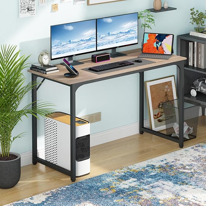 BestOffice Computer Desk,Home Office Desk, Modern Simple Style for Home Office Study Writing (Nature, 47 Inch)