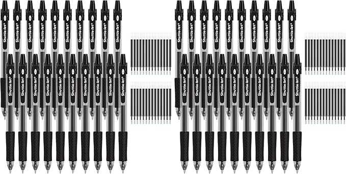 Shuttle Art Black Gel Pens, 96 Pack(20 Pens with 28 Refills) Retractable Medium Point Rollerball Gel Ink Pens Smooth Writing with Comfortable Grip for Office School Home Work
