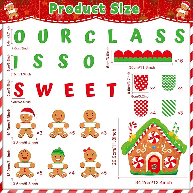 gisgfim Christmas Gingerbread Bulletin Board Decorations Gingerbread Man House Paper Cutouts Xmas Winter Holiday Bulletin Board Decor for Classroom Door Blackboard School Home Wall Decor Supplies