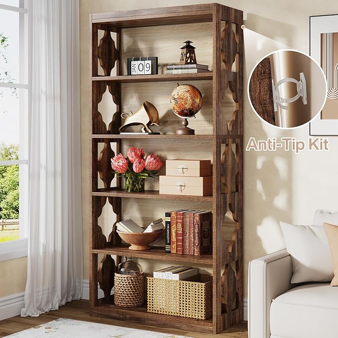 Tribesigns 6-Tier Bookcase, 70-Inch Tall Freestanding Bookshelf with Storage Shelves, Open Bookcase Wood Display Shelving Unit for Living Room Bedroom, 2PCS