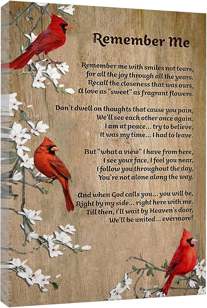 RCVTVPV Remember Me Wall Art Poem By Christina Rossetti Poster Bereavement Canvas Wall Art For Home Office Framed Ready to Hang 8"x12"