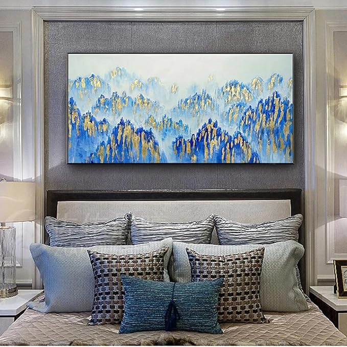 Framed Large Office Wall Art Print Canvas Painting Wall Art Abstract Oil Painting Home Wall Decorations For Living Room 60x120cm/(24x47inch) with-Black-Frame
