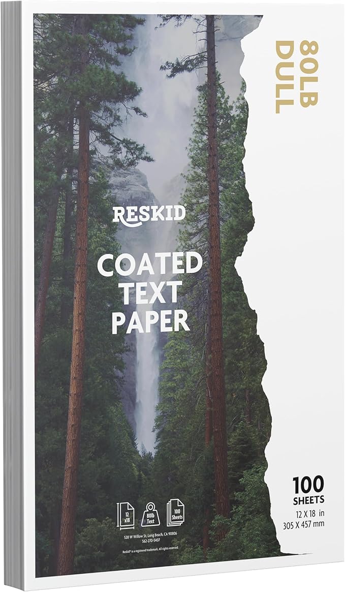 Double-Sided 80lb Dull Text Digital C2S Paper – Perfect for Color Laser Printing, Design Proposals, Flyers, Brochures | 12 x 18 | Matte Coated | 100 Sheets (80lb Dull, 12x18)
