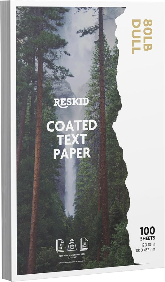 Double-Sided 80lb Dull Text Digital C2S Paper – Perfect for Color Laser Printing, Design Proposals, Flyers, Brochures | 12 x 18 | Matte Coated | 100 Sheets (80lb Dull, 12x18)