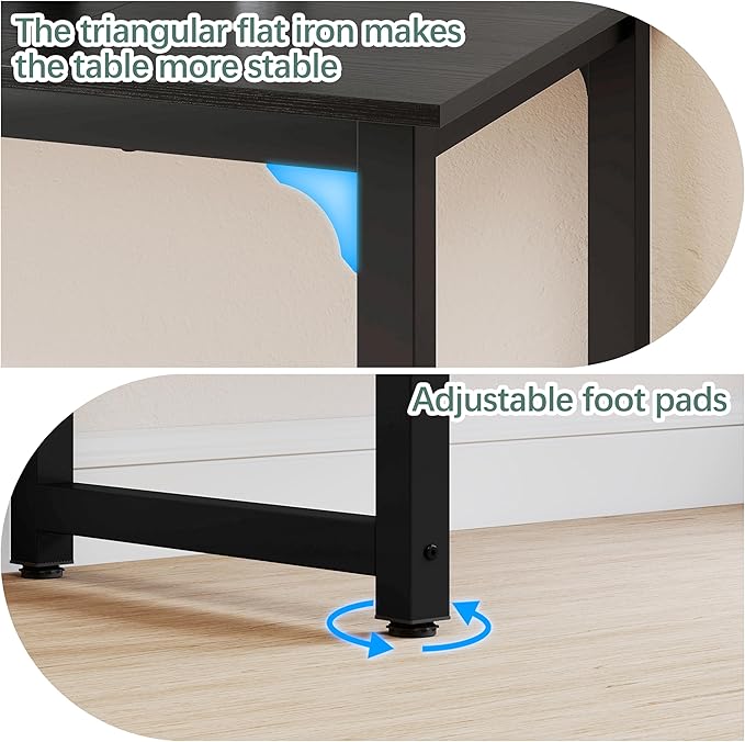 NSdirectModern Computer Desk 63 inch Large Office Desk Writing Study Table for Home Office Desk Workstation Wide Metal Sturdy Frame Thicker Steel Legs, Black.