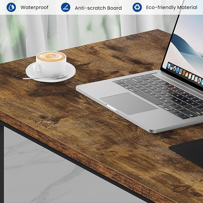 32 Inch Computer Desk Set of 2, Office Desk with Metal Frame, Home Office Desk, Modern Simple Style for Small Space Home Office, Living Room, Bedroom, Brown