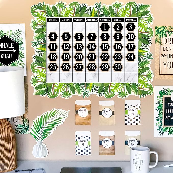 72 Ft Tropical Leaves Bulletin Board Borders Greenery Plant Borders for Tropical Jungle Classroom Home Office Summer Decoration (Tropical Leaves)