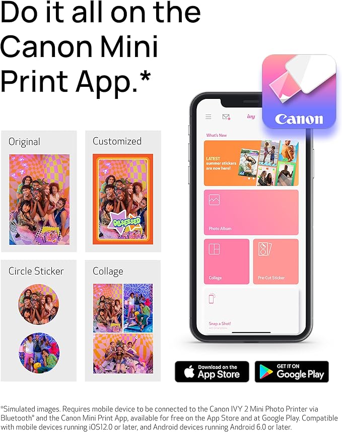 Canon Ivy Zink Pre-Cut Circle Sticker Paper 20 Sheets Pack Compatible with Canon Ivy Mini Photo Printer and CLIQ+/CLIQ+2
