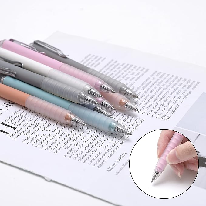 Linbsunne Ballpoint Pens Medium Point 1mm Black Ink Work Pen with Super Soft Grip Ball Point Pen for Men Women Retractable Office Pens (Black 6)