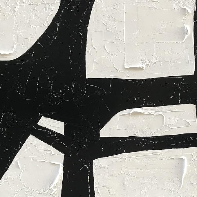 NANKAI Art Hand-drawn contemporary minimalist style oil painting, 40x28 inches, black and white abstract art, decorative wall hanging for home