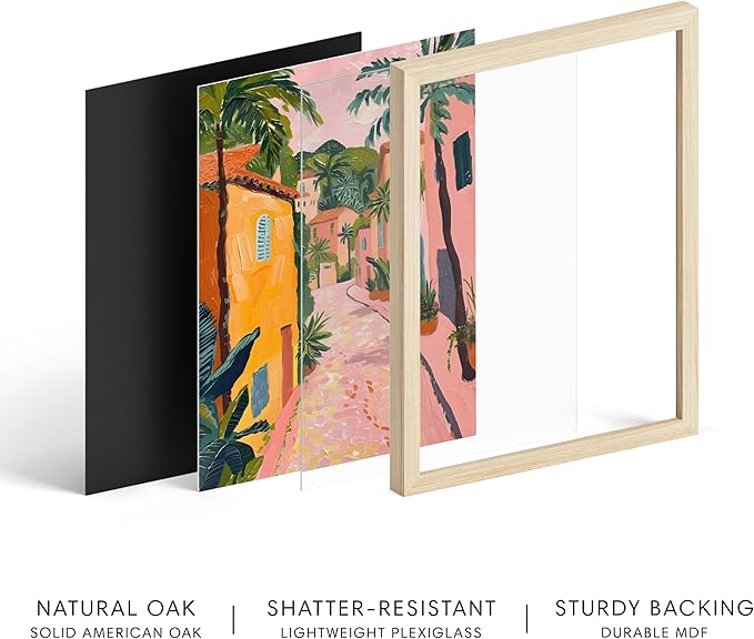 HAUS AND HUES Floral Art Wall Decor - Wildflowers Wall Art for Living Room, Floral Artwork for Bedroom Walls, Flower Painting for College Girls Dorm Room (Palm Tree City, Beige Frame, 8x10)