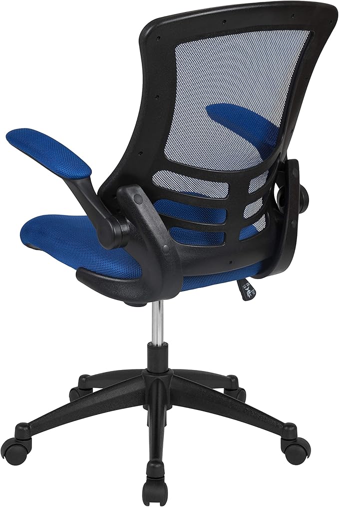 Flash Furniture Kelista Mid-Back Blue Mesh Swivel Ergonomic Task Office Chair with Flip-Up Arms