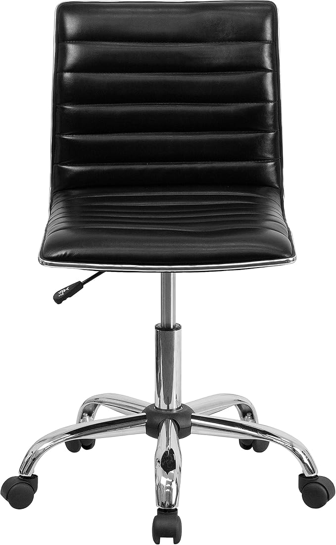 Flash Furniture Alan Low Back Designer Armless Black Ribbed Swivel Task Office Chair