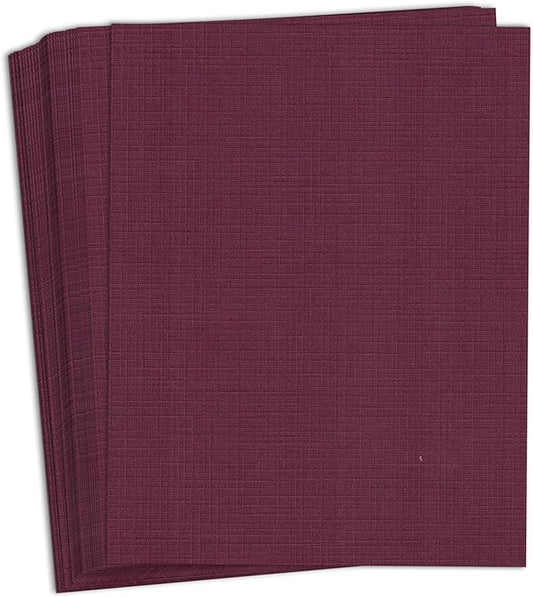 Hamilco Colored Cardstock Paper 8.5x11 Linen Textured Color Card Stock Paper Burgundy Red 80 lb Cover 50 Pack