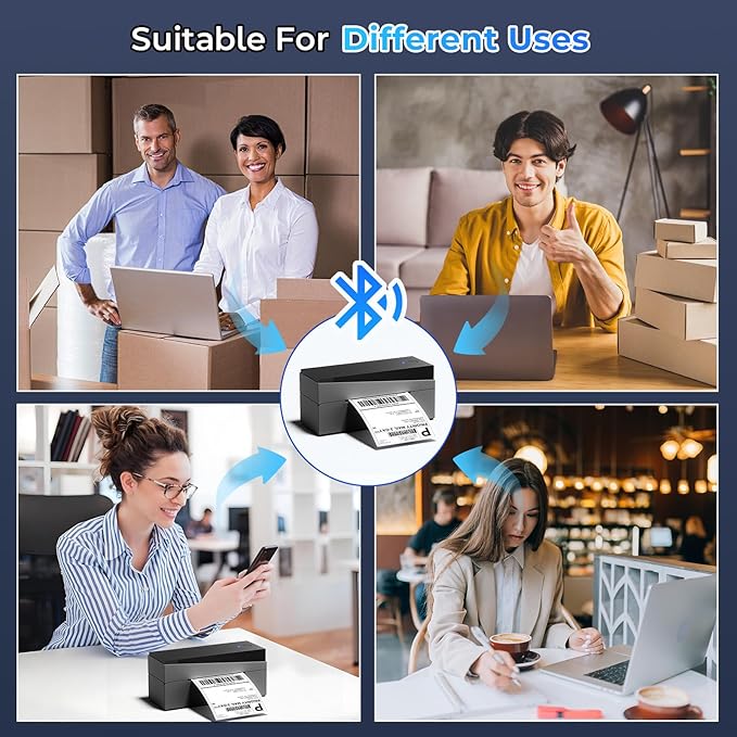 Bluetooth Shipping Label Printer 4x6, 249BT Thermal Label Printer 4x6 for Small Business, Shipping Packages, Office, Home, Compatible with Android iPhone iPad Windows macOS Tiktok USPS Etsy
