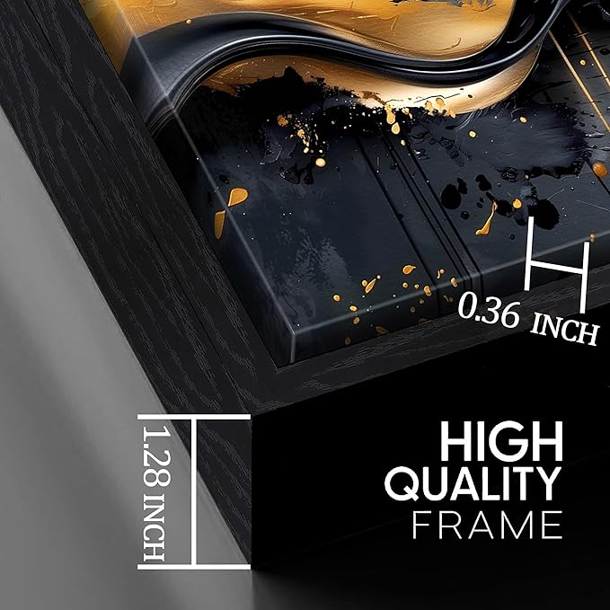 Elegant Black and Gold Wall Art 29" x 59" Canvas for Office Decor Living Room Stylish Large Artwork for Modern Art Pictures