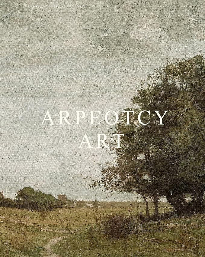 ARPEOTCY Vintage Framed Canvas Wall Art, Country Scenery Retro Painting Decor Aesthetic, Large Print Art, Landscape Wall Pictures for Living Room 16x24 Inch