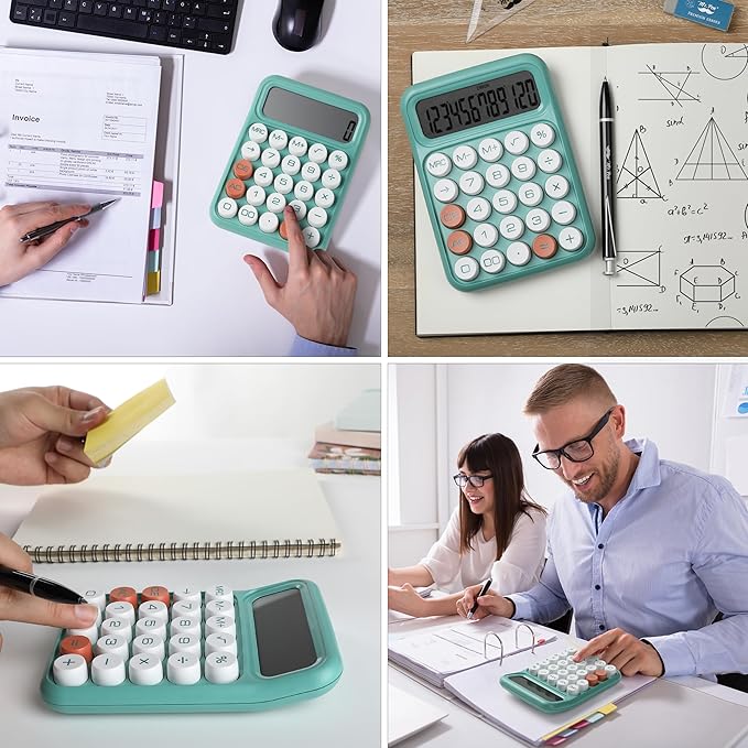 Mr. Pen- Mechanical Switch Calculator, 12 Digits, Large LCD Display, Earthy Green Calculator Big Buttons