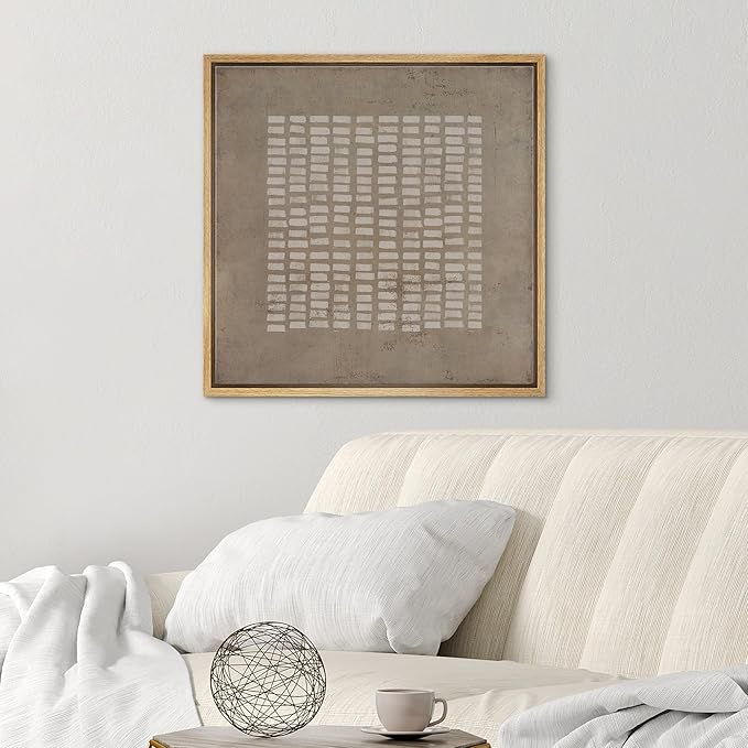 SIGNWIN Framed Canvas Print Wall Art Mid-Century Geometric Line Pattern Abstract Shapes Illustrations Modern Art Decorative Relax/Zen Nordic for Living Room, Bedroom, Office - 16"x16" Natural