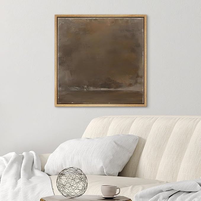 SIGNWIN Framed Canvas Print Wall Art Minimalist Earthy Abstract Brown Tones with a Rustic Aesthetic Illustrations Decorative Boho Relax/Zen Nordic for Living Room, Bedroom, Office - 16"x16" Natural