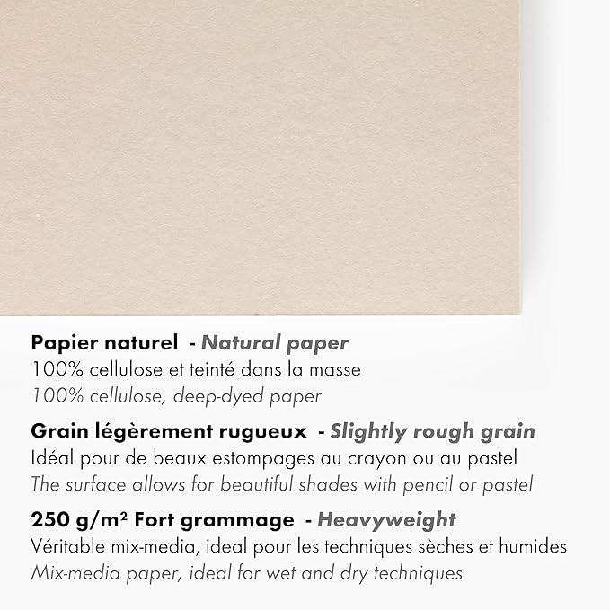 Clairefontaine Paint'On Multi-Technique Naturel Pad, 250 g, A3, 30 Sheets