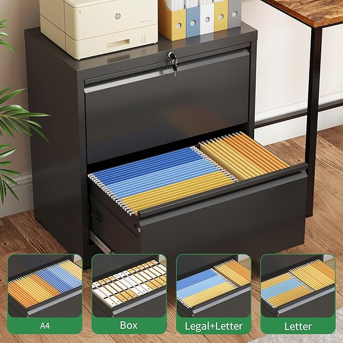 2 Drawer Lateral File Cabinet with Lock
