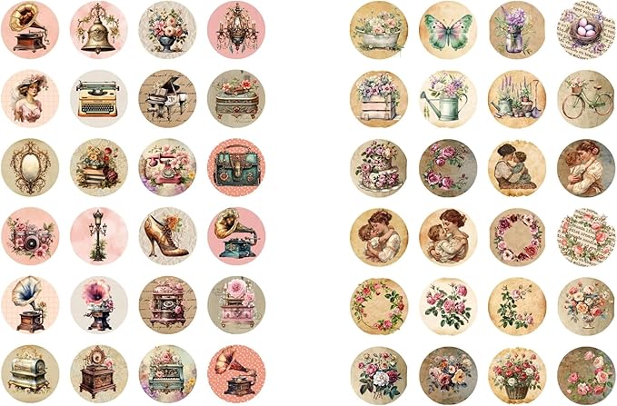 Generic Paper Moon Media: Bundle of 6 Pages of Rustic Mother's Day Design Collage Sheets Circles 1/5"" 8.5 x 11, 6 Sheets for Arts and Crafts, Single Sided Prints, 717232