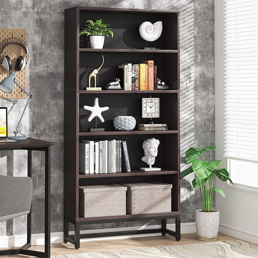 Tribesigns Tall Bookcase and Bookshelf, 70.8” Large Bookcases Organizer with 5-Tier Storage Shelves, Heavy Duty Free-Standing Library Bookshelf Shelving Unit for Living Room, Bedroom (Sandalwood)