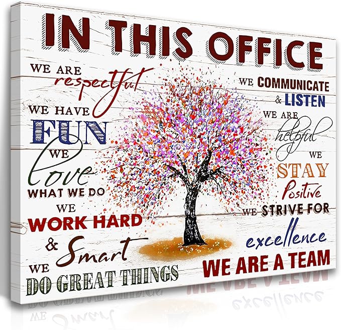 HDXUFJQ Inspirational Canvas Wall Art for Office - Team Rules Motivation Positive Quotes Wall Decor - Teamwork - Ready to hang (16"x24")