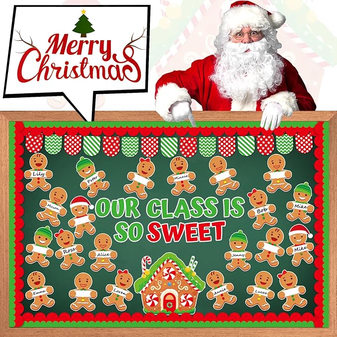 gisgfim Christmas Gingerbread Bulletin Board Decorations Gingerbread Man House Paper Cutouts Xmas Winter Holiday Bulletin Board Decor for Classroom Door Blackboard School Home Wall Decor Supplies