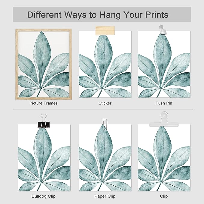 SIGNWIN Adhesive Canvas Poster Bathroom Decor, Wall Art Room Decor Multicolor for Living Room, Bedroom, Office Pastel Tropical Jungle Botanical Flower Plants Nature Abstract Shapes - 8"x10"x 8