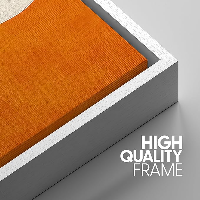 SIGNWIN Framed Wall Art Print Set Modern Abstract Orange Geometric Mid-Century Minimalist Photography Modern Art Minimalist Closeup Dramatic for Living Room, Bedroom, Office - 16"x24"x3 White