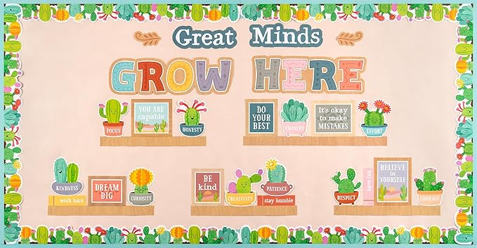 Teacher Created Resources Happy Cactus Crew Great Minds Grow Here Mini Bulletin Board (TCR6959)