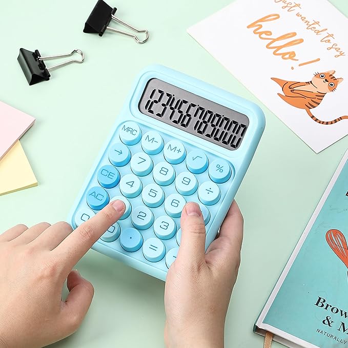 Mr. Pen- Mechanical Switch Calculator, 12 Digits, Large LCD Display, Blue Calculator Big Buttons