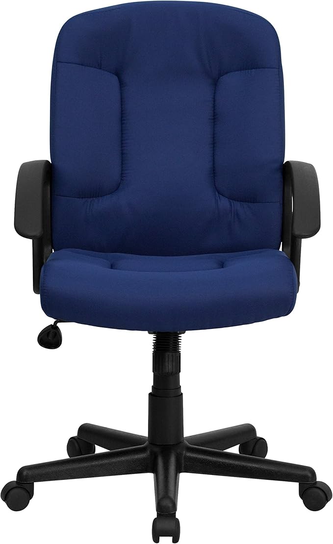 Flash Furniture Garver Mid-Back Navy Fabric Executive Swivel Office Chair with Nylon Arms