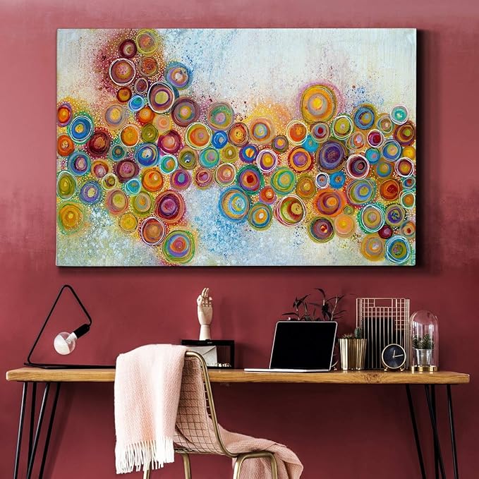 Landscape Wall Art Premium Gallery Wrapped Canvas Abstract Ocean Forest Modern Artwork Decoration for Living Room Kitchen Bathroom Office, Ready to Hang