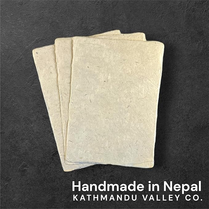 Handmade Lokta Card Stock 5x7 Inch Paper with Deckle Edge. Tree-Free Lokta Paper for Vintage Stationery, Printing, and Decorative Invitations (25 Sheets)