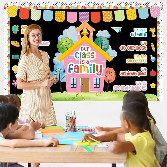 Motivational Bulletin Board Classroom Decorations Our Class is A Family Bulletin Board Set Colorful Positive Affirmation Inspirational Quote Paper Cutouts for Back To School Nursery Chalkboard Supplie