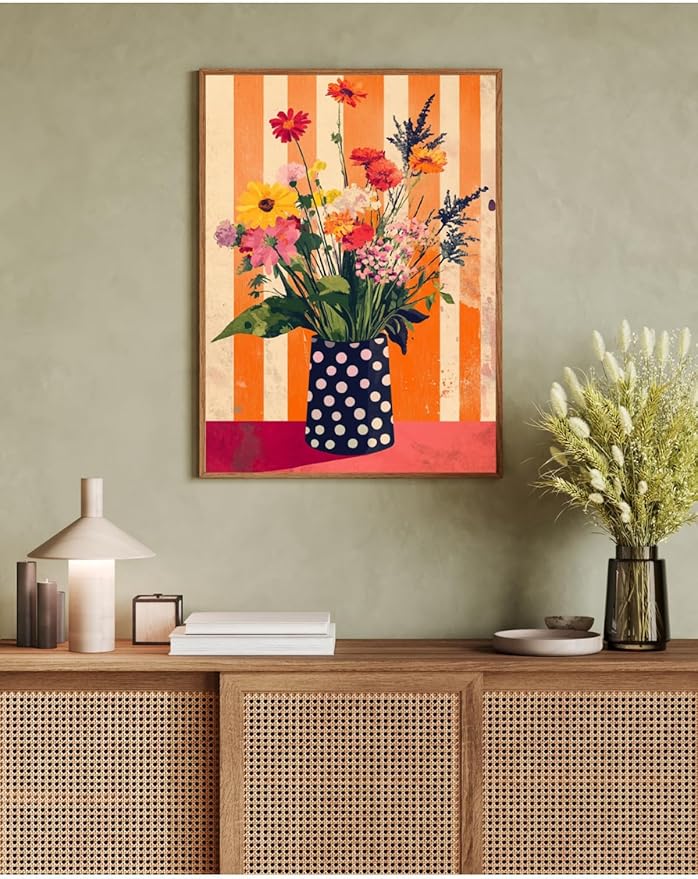 Framed Wall Art Single Piece Abstract Brown MDF Home Office Decor 50x70cm - Brown, 20x28 inch