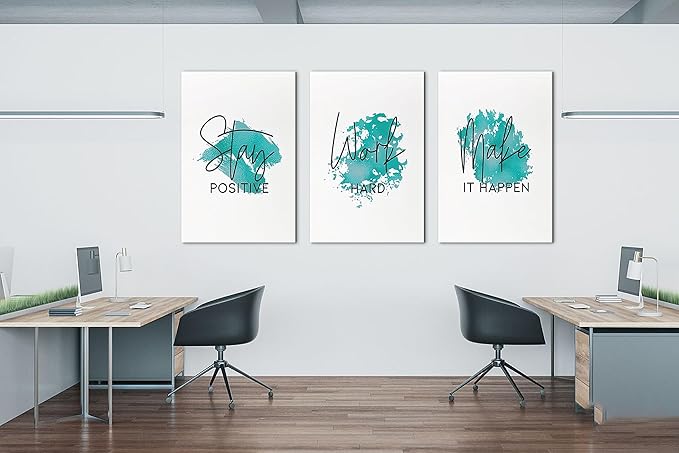 SHMAO Office Canvas Wall Art Motivational Wall Decor, 3 Piece Modern Canvas Print Pictures for Office Wall Decor Women Inspirational Framed Artwork Home Office Decor 24”x36”x3 Panels