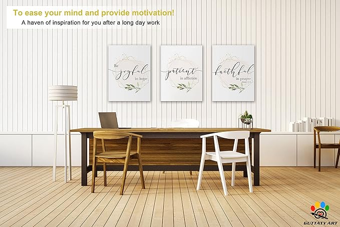 Office Wall Art - 3 Panel Motivational Canvas for Home Decor, Inspirational Quotes, Positive Entrepreneur Words Poster Frame for Company, 12"x24"x3Pcs