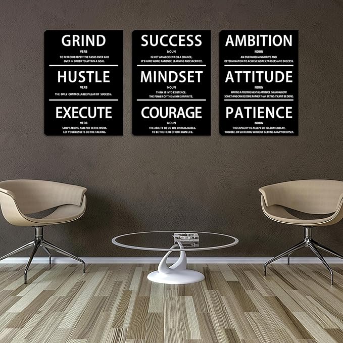 Halioyo 3 Pieces Inspirational Wall Art - Motivational Wall Decor, Positive Canvas Prints Posters for Office Classroom Bedroom Living Room(12”x16”), Ready to Hang