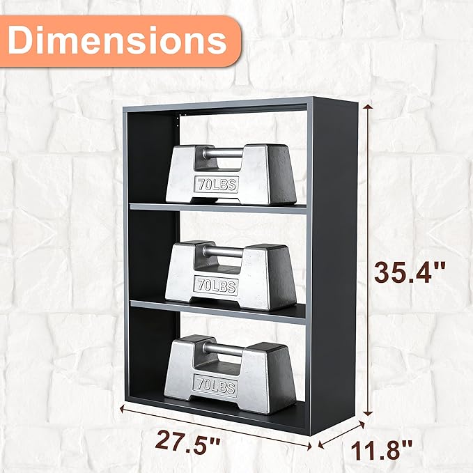 4-Tier Steel Standing Book Shelf, Multipurpose Open Storage Rack for Entryway, Living Room, Bedroom, Garage，Metal Bookshelf/Bookcase,Small Shelf (Black, 35.4" Hx27.5 Wx11.8 D)