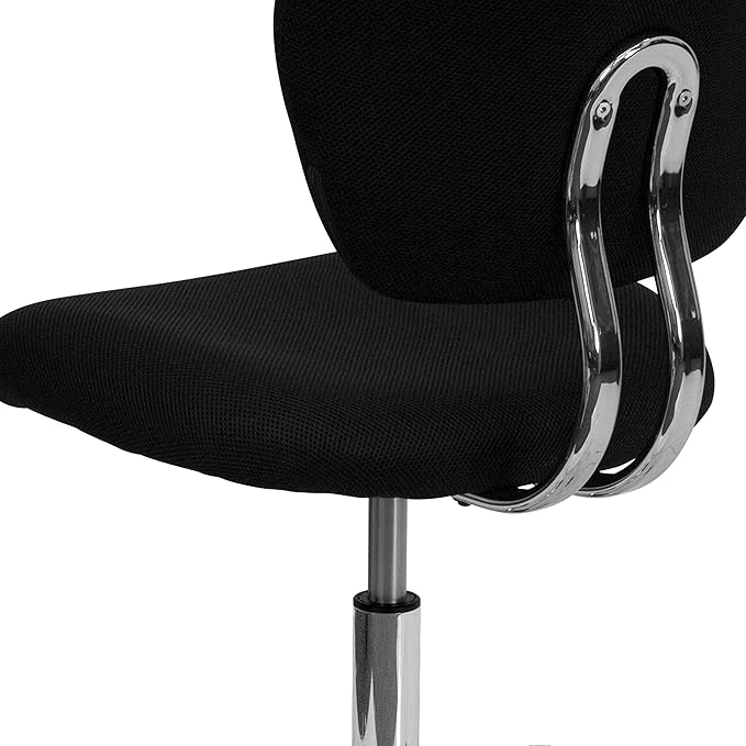 Flash Furniture Beverly Mid-Back Swivel Mesh Office Chair with Padded Seat, Height-Adjustable Ergonomic Padded Office Desk Chair, Black/Chrome