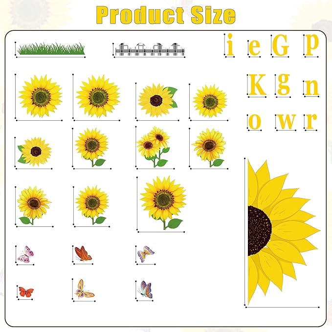 Pasimy Spring Bulletin Board Set – Sunflower Classroom Decor with Bee, Butterfly & Flower Kindness Cutouts – Honeycomb Borders for Wall, Door, Window & Office Supplies