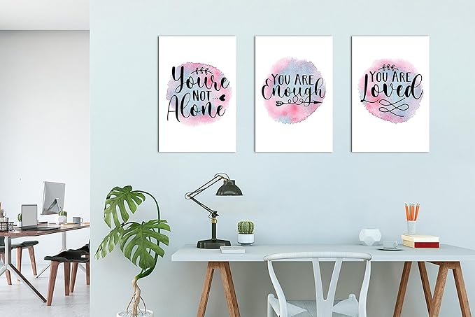 3 Piece Mental Health Canvas Wall Art, Anxiety Therapy Motivational Poster Canvas Print Pictures for Wall, Psychologist Counselor Inspirational Posters Framed Artwork for Classroom 16"x24" x 3 Pcs