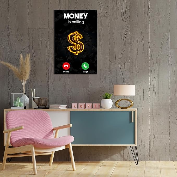 Work Motivation Hustle Inspiring Sign Wall Art Trendy Motivational Positive Quotes Canvas Poster Funky Motivational Quotes Prints Painting For Office Living Room Wall Decor 24x36in Framed